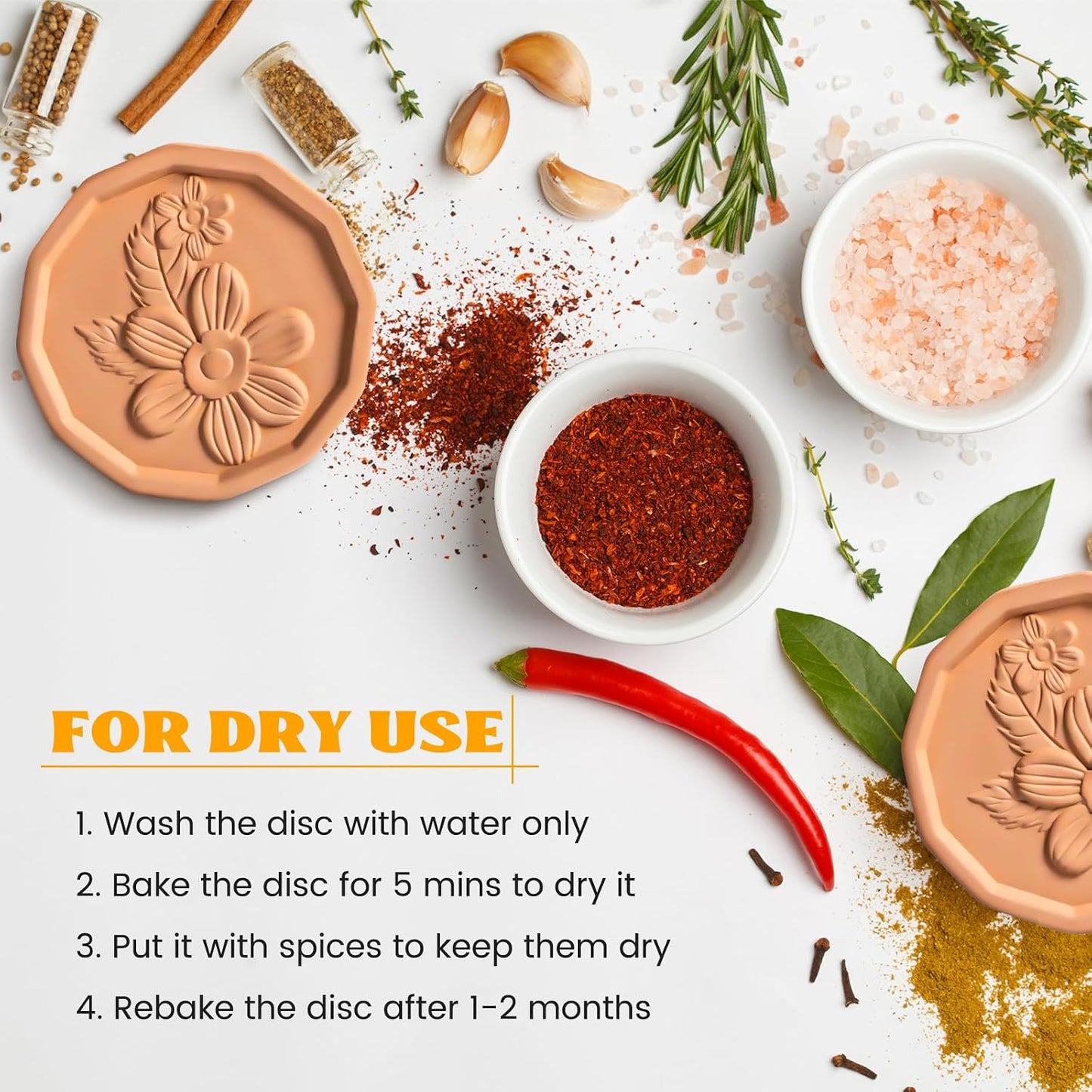 Discos terracota reutilizables para azúcar y alimentos