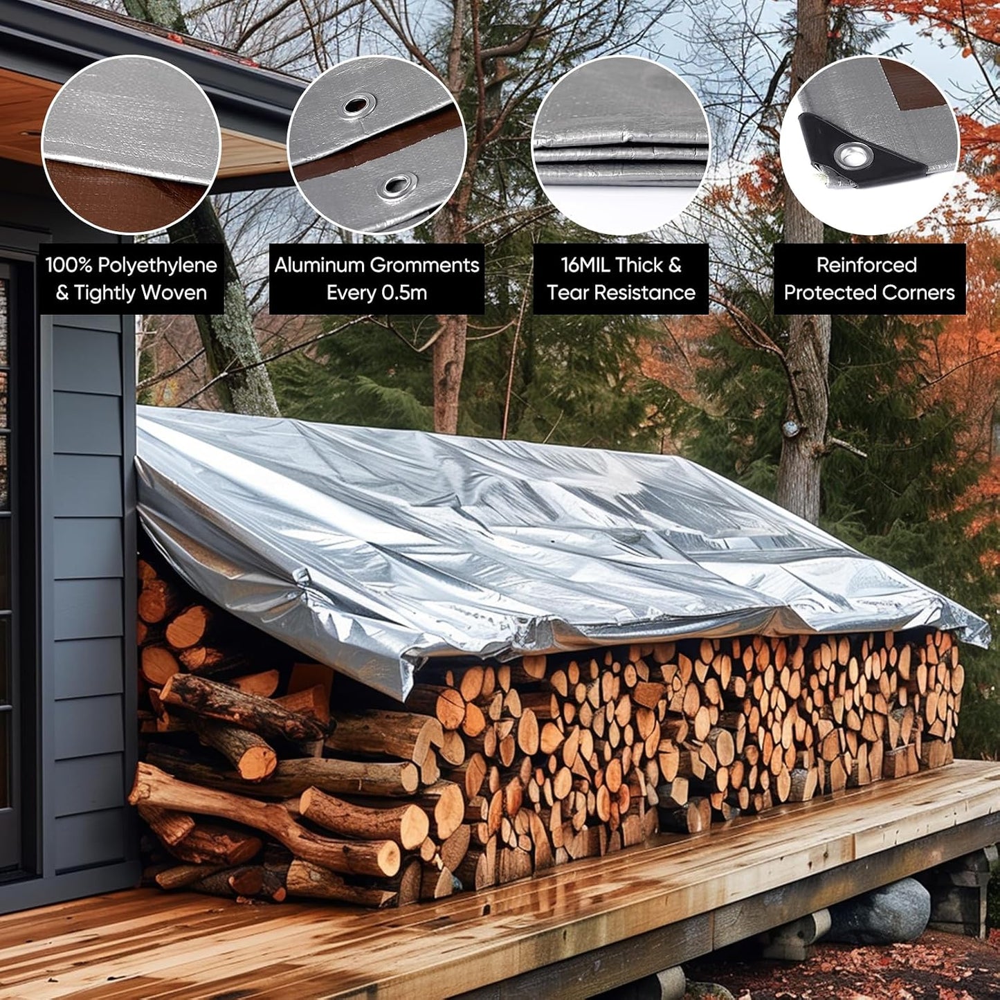 Lona polietileno 10x12ft impermeable reforzada resistente UV