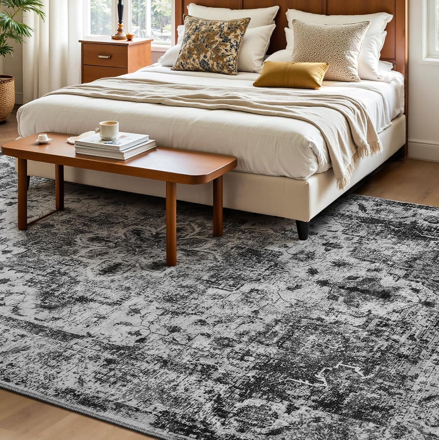 Alfombra bohemia lavable 8x10ft antiderrap sala dormitorio