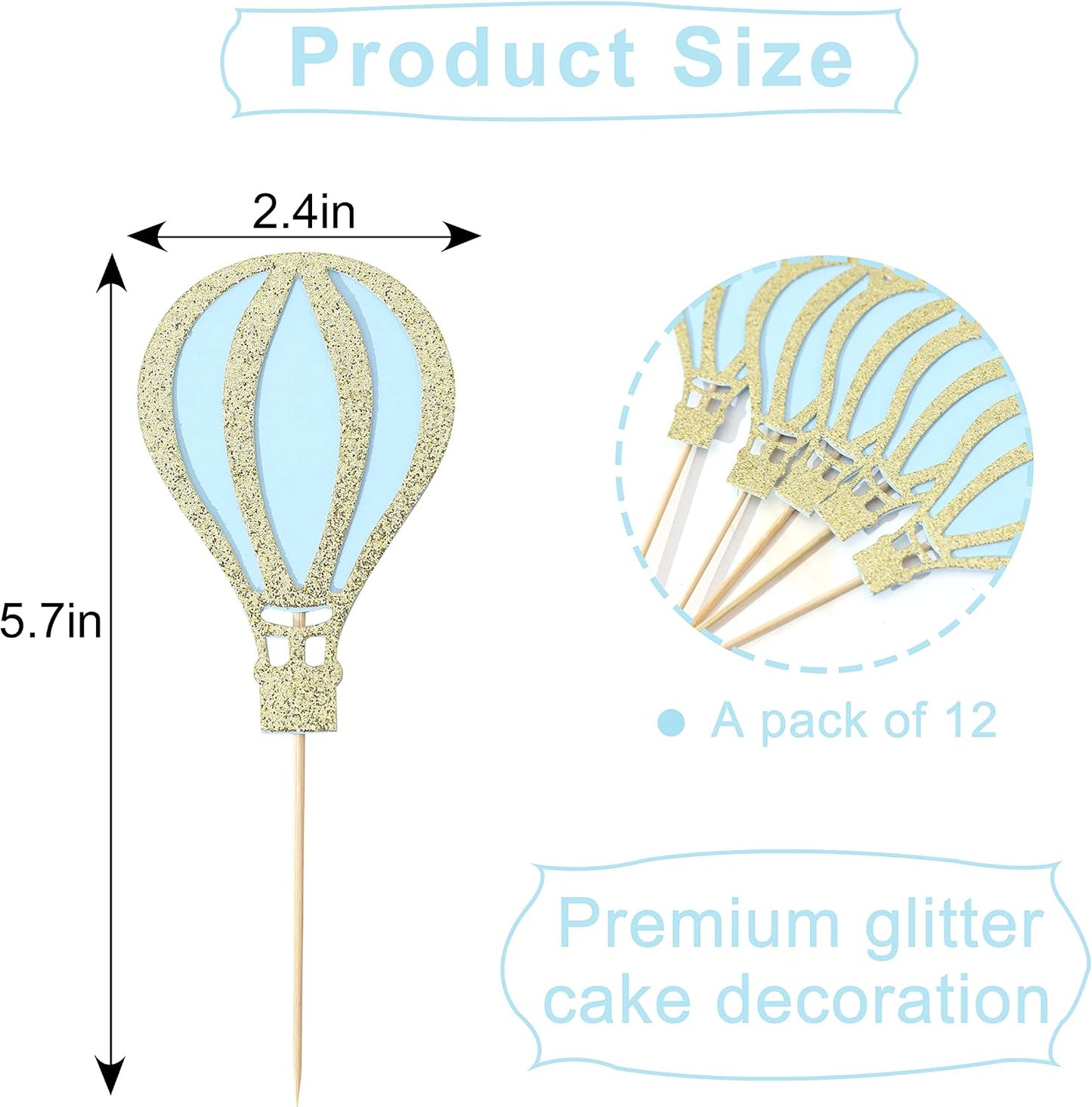 12 Decoraciones Cupcakes Globos Purpurina Baby Shower Fiestas