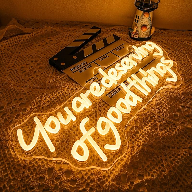 Letrero neón inglés para pared luz LED blanco cálido