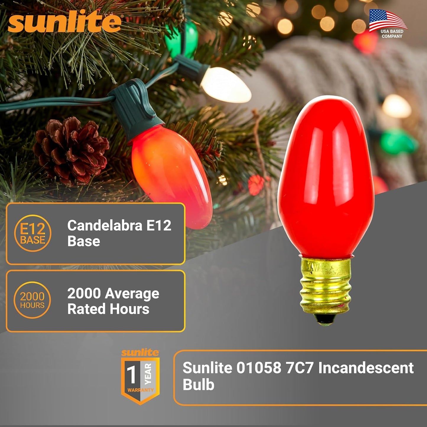 12 Bombillas Incandescentes E12 Base Candelabro Rojo