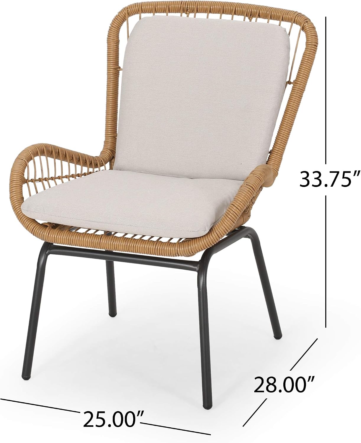 Silla mimbre exterior con cojines 2 pzas marrón claro