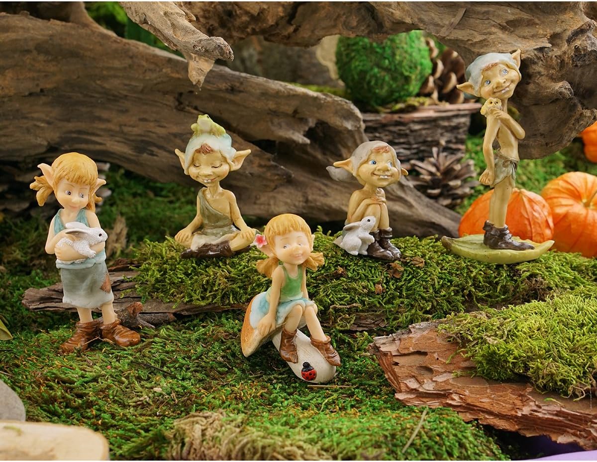 Figura hadas terrario búho bronceado verde