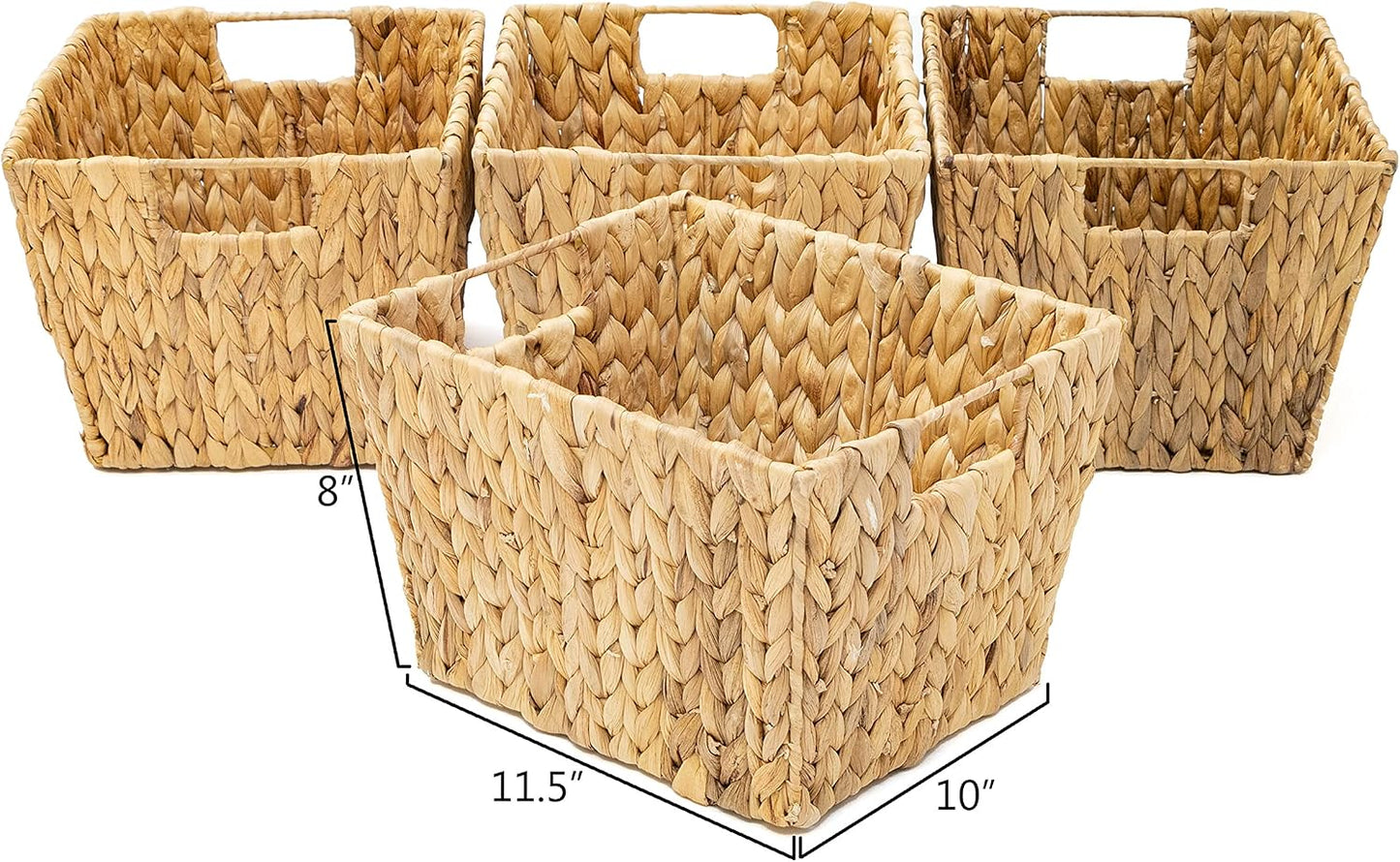 Cesta almacenamiento jacinto asas rectangular set 4 11.5"