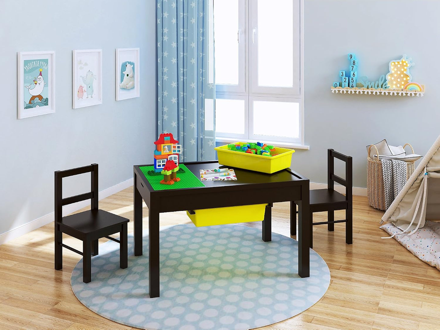 Mesa actividades 2en1 para niños con almacenamiento