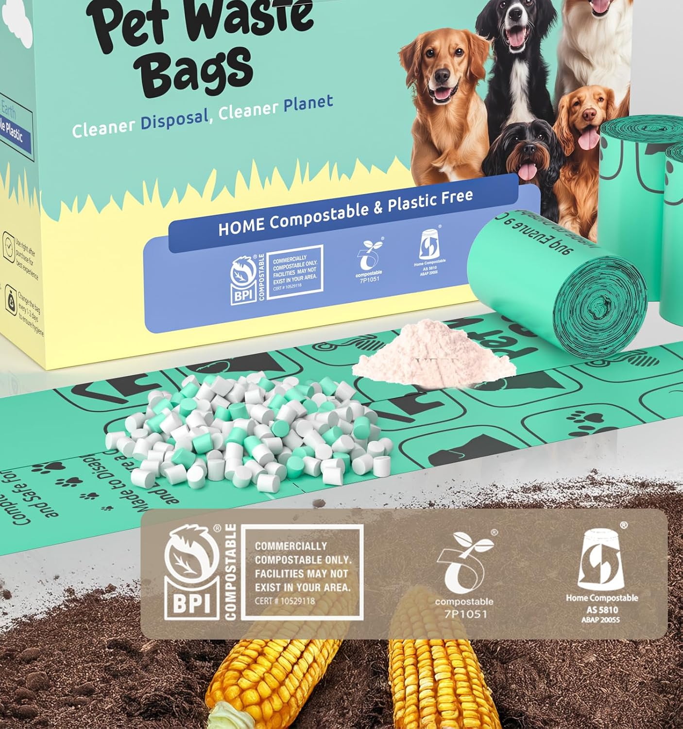 Bolsas compostables perro con dispensador 280uds sin plástico