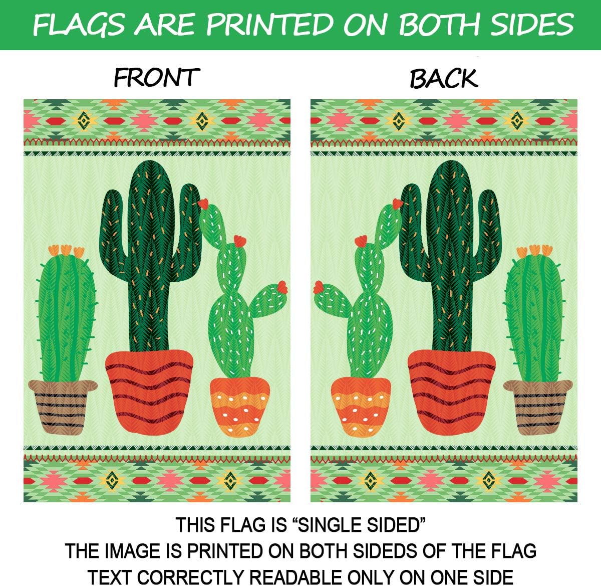 Bandera jardín cactus verde 12x18pulg