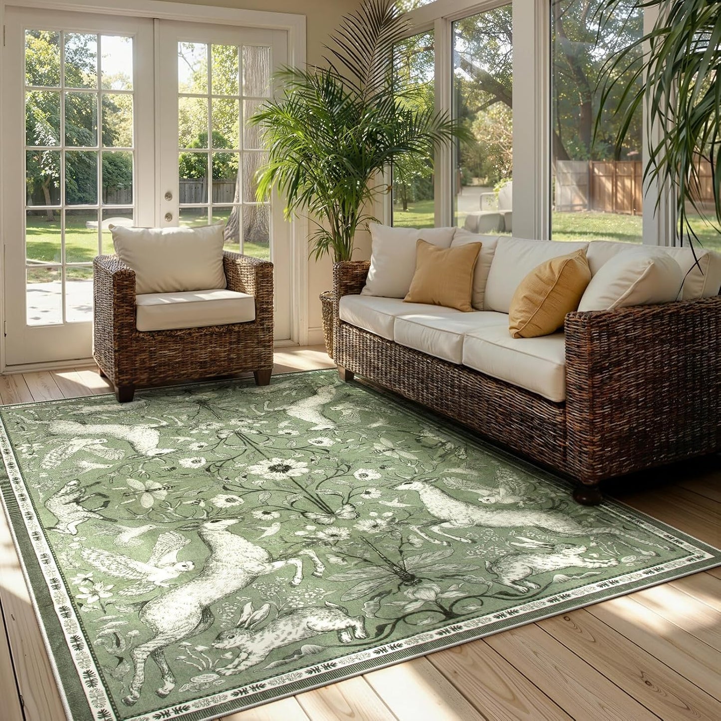 Alfombra boho animal 183x274cm lavable antiderrap