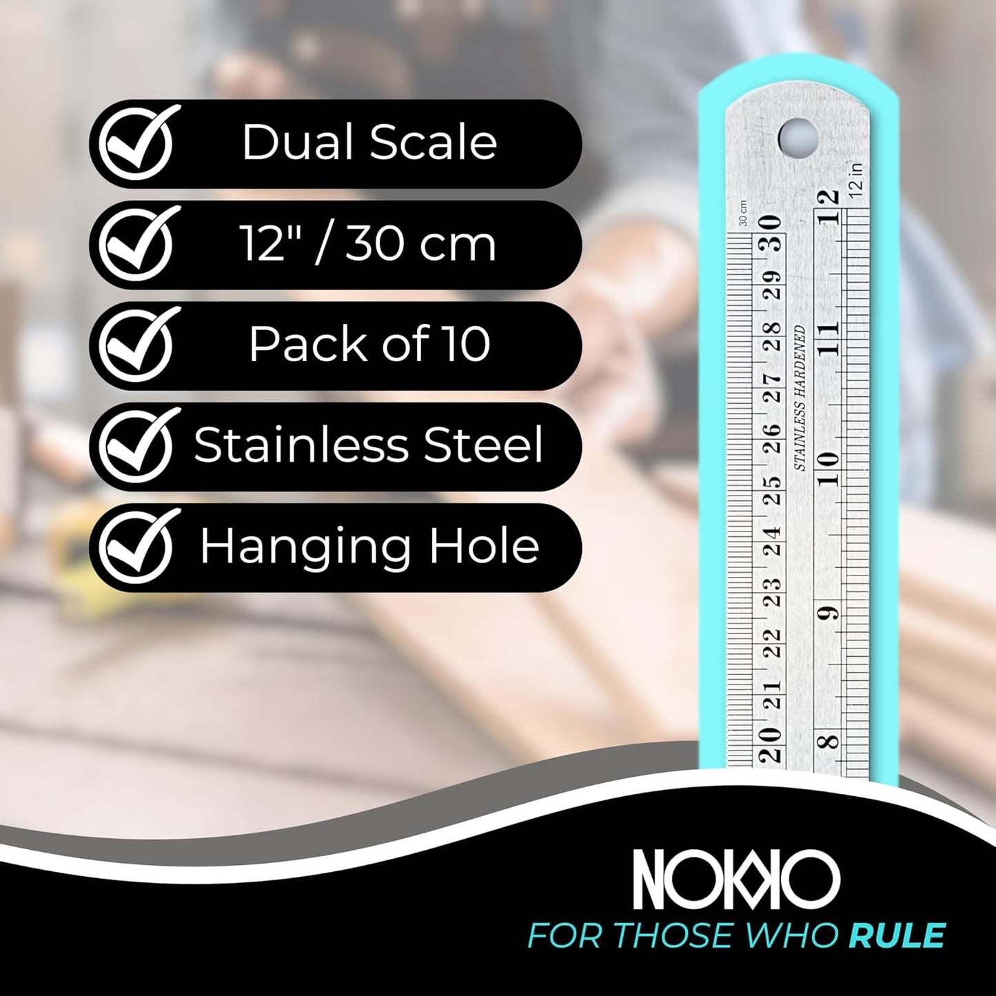 Regla metal 12pulg acero inox 10 pzas con mesa conversion