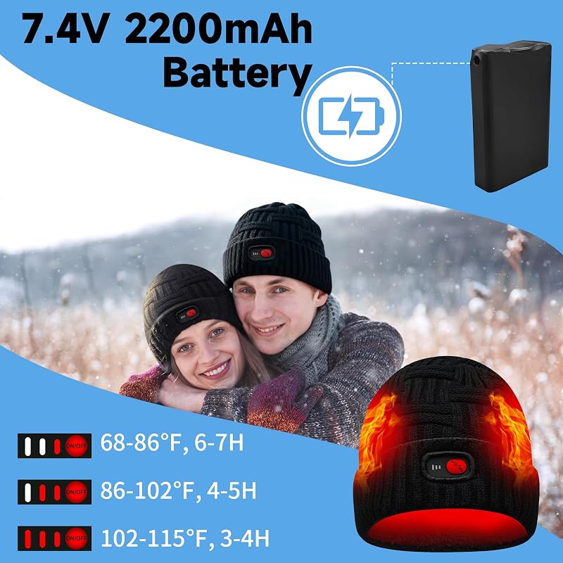 Gorro térmico eléctrico recargable para hombres y mujeres