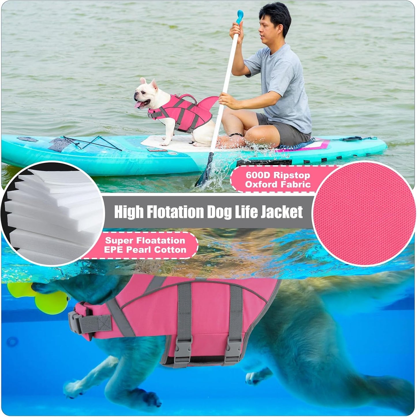 Chaleco salvavidas perro alta visibilidad y flotación con