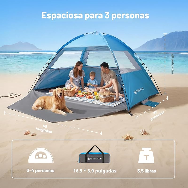 Toldo UV ligero para playa 3-10 personas