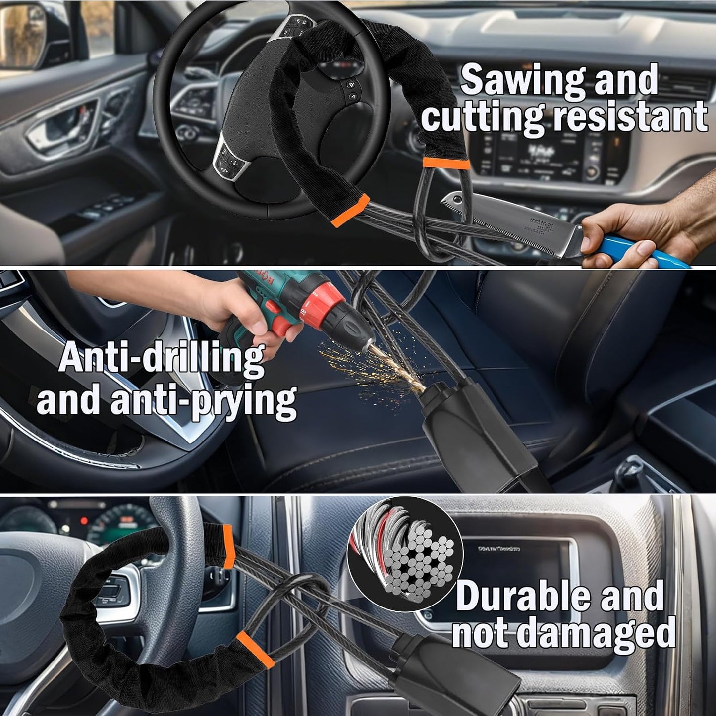 Bloqueo volante antirrobo universal para coche negro