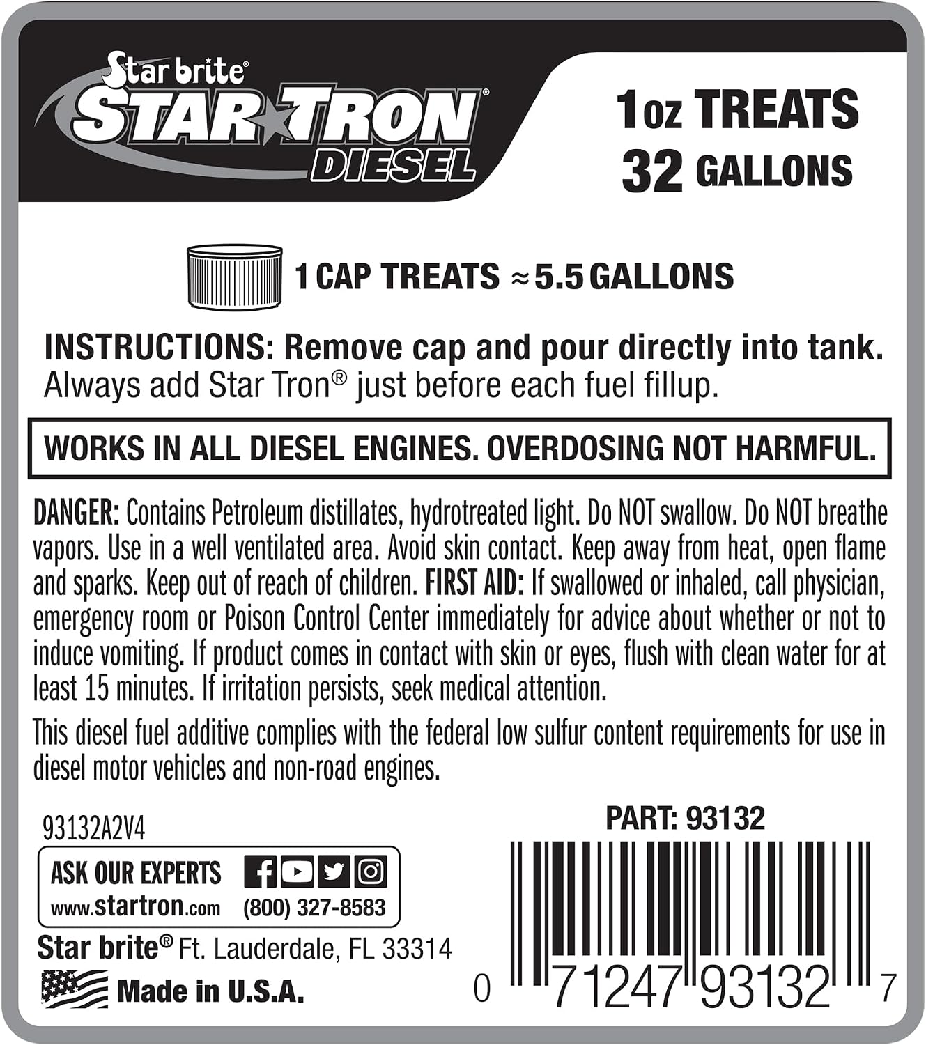 Estabilizador diesel Tron 1oz trata 32gal