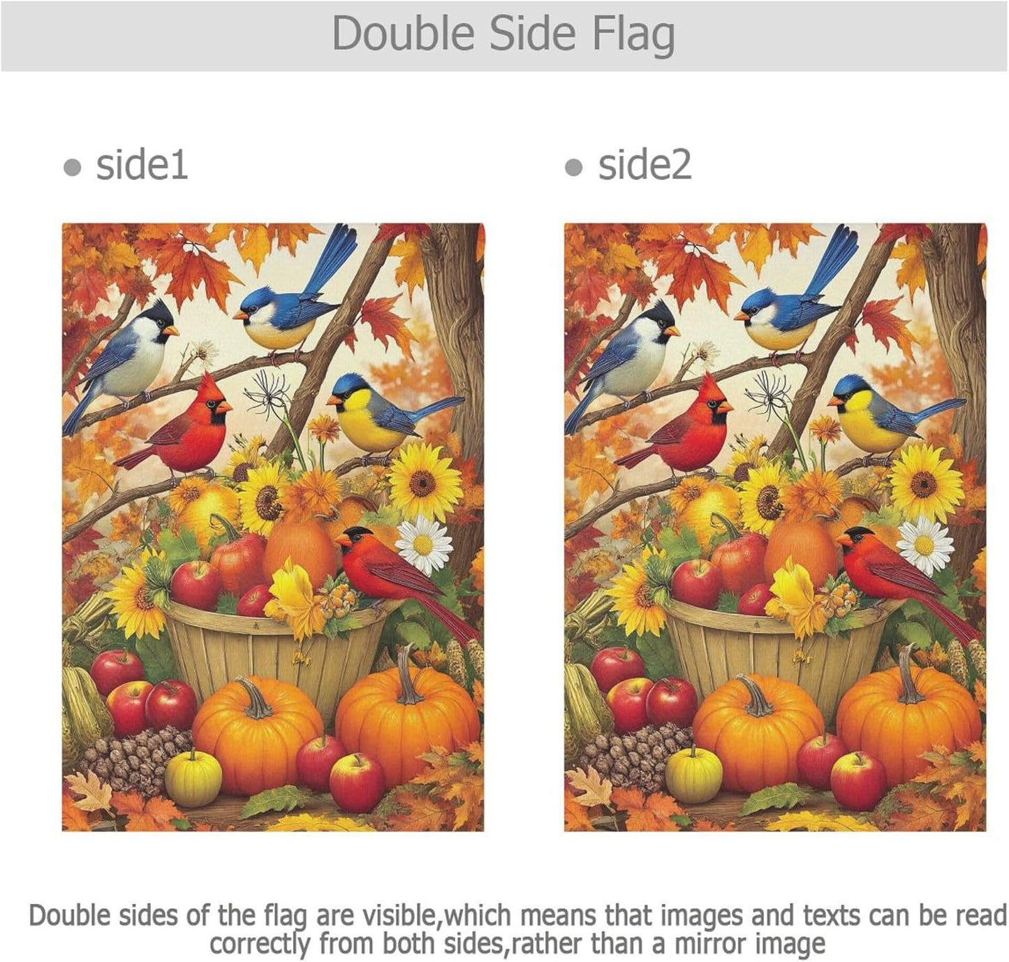 Bandera otoño doble cara 28x40pulg pájaros cardenales jardín