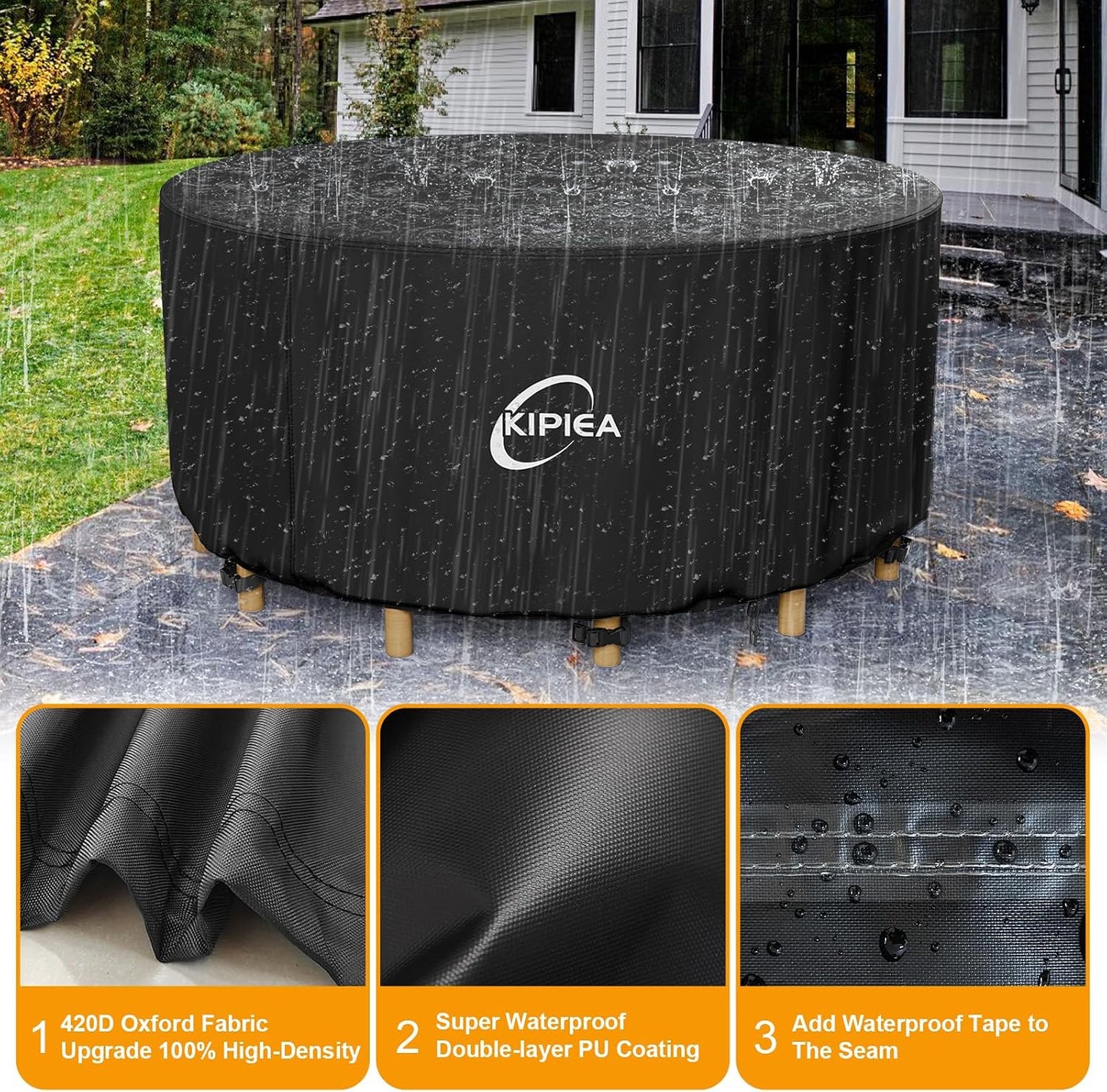 Funda redonda mesa patio impermeable 72x28pulg