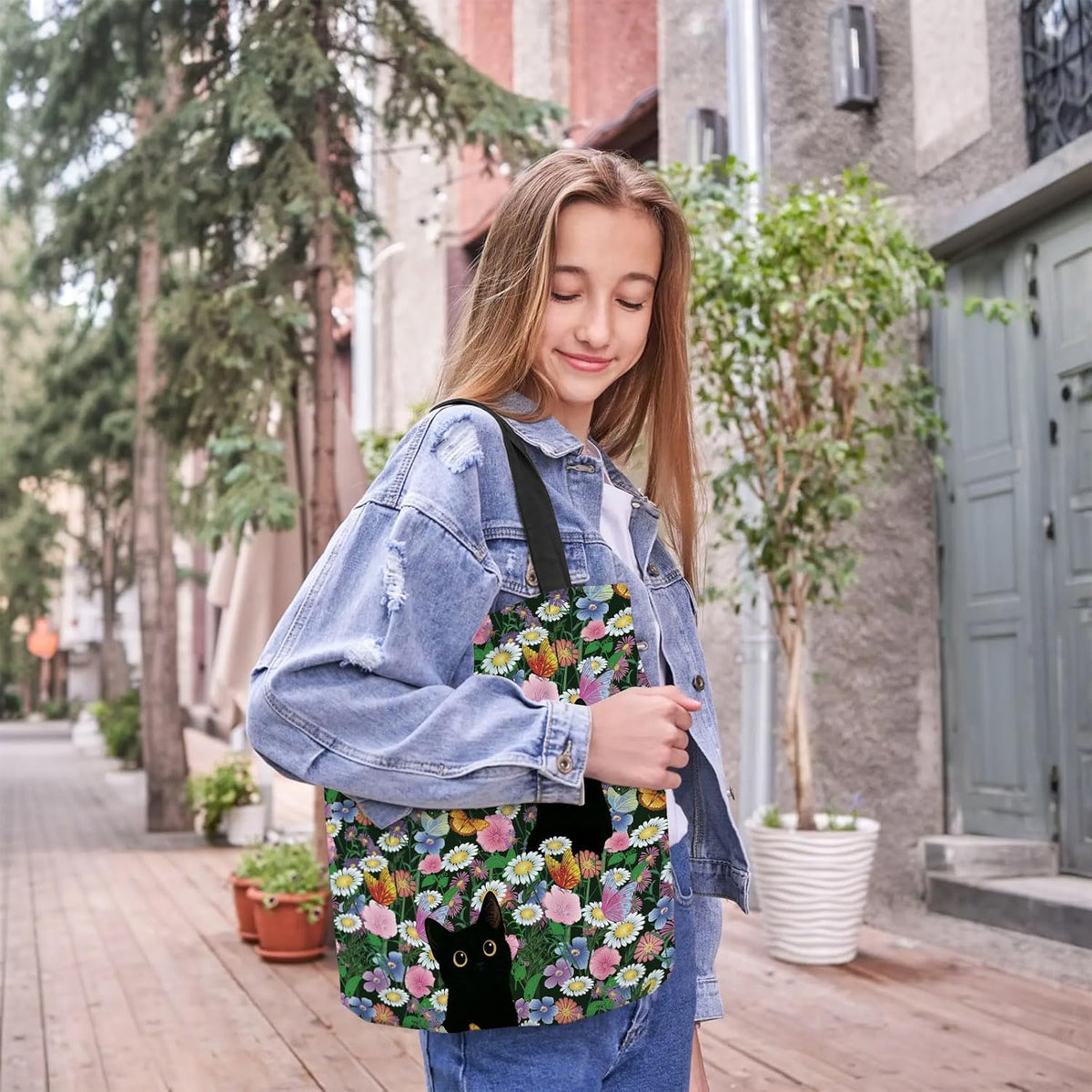 2 Pzas Bolsa Lona Estampada Reutilizable con Cremallera para Mujer