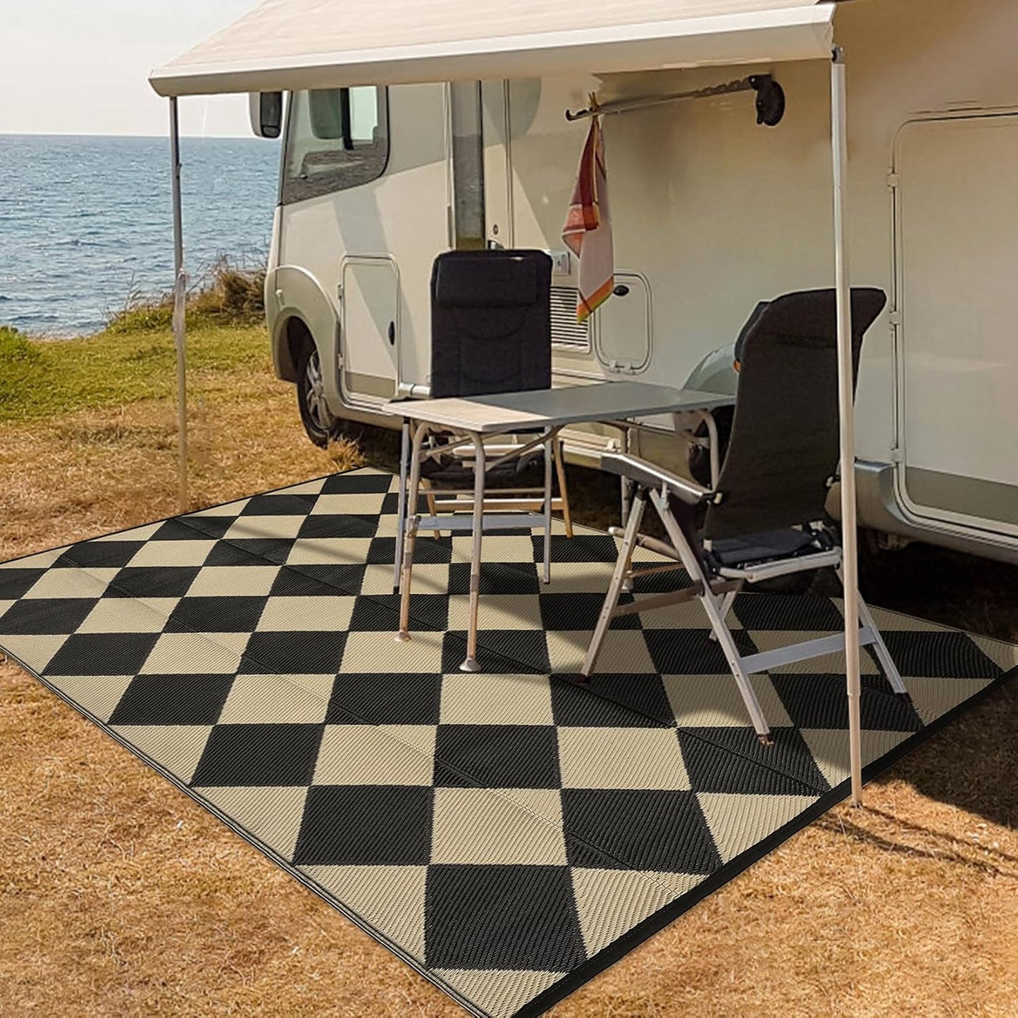 Alfombra exterior plástico paja impermeable camping