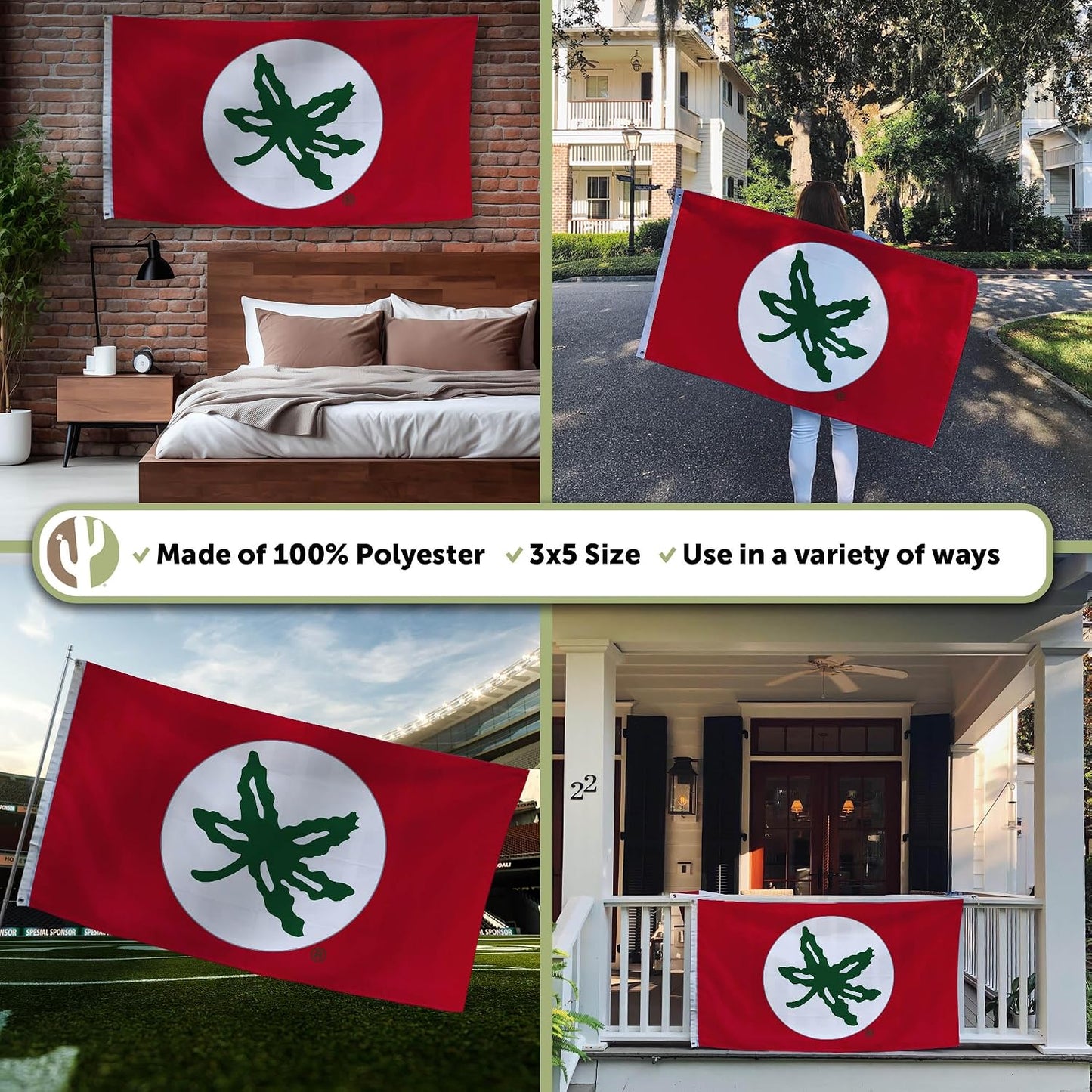 Bandera OSU 3x5ft tela poliéster duradera interiores