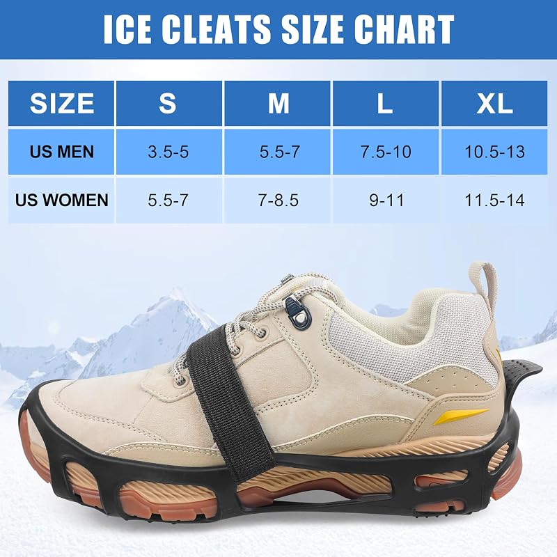 Crampons antideslizantes para zapatos invierno caminata pesca