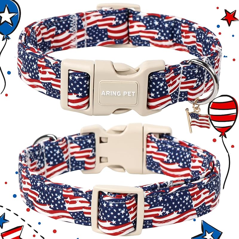 Collares perros bandera patriótica EE.UU. rojo blanco azul