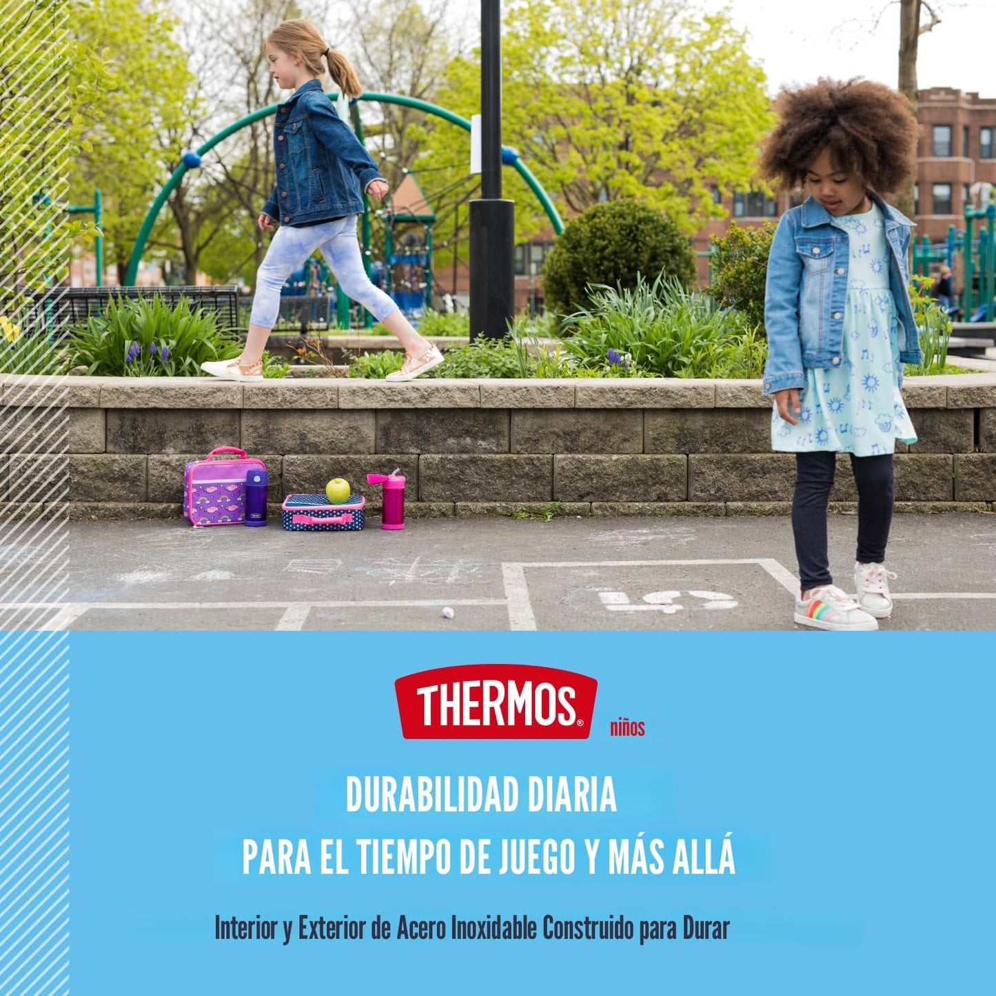 Botella agua niños acero inox vacío 12oz verde