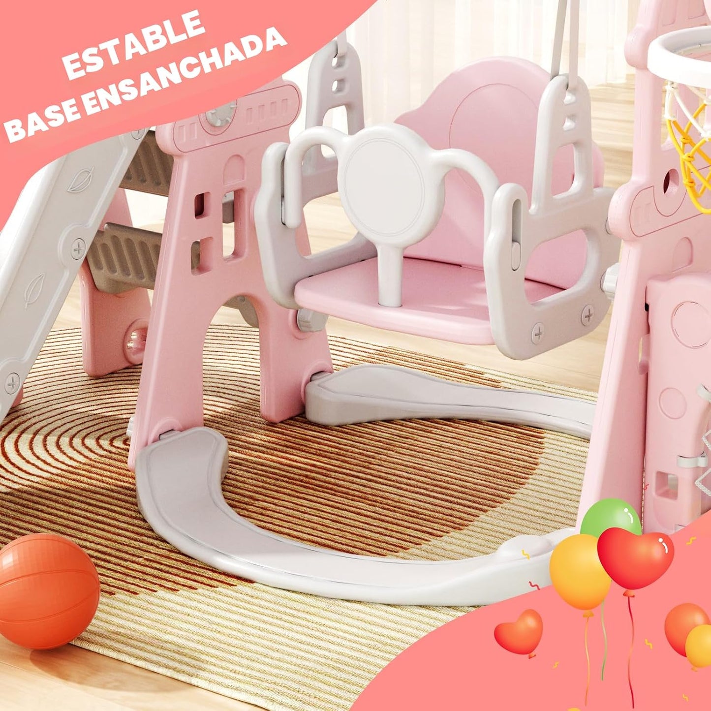 Set 5en1 tobogán y columpio para niños 1-3 años