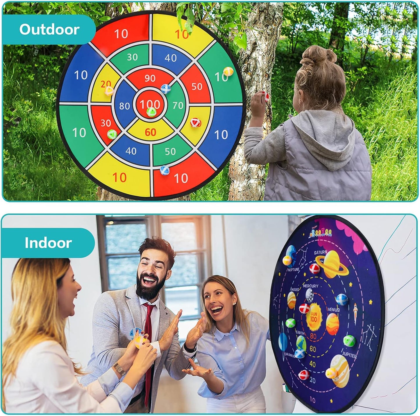 Tablero dardos 29pulg para niños con bolas adhesivas