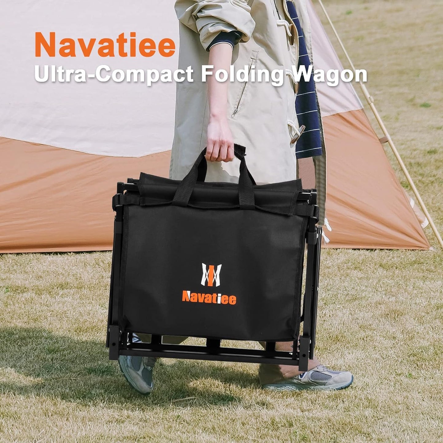 Carro plegable 140L utilitario para camping compras deportes negro