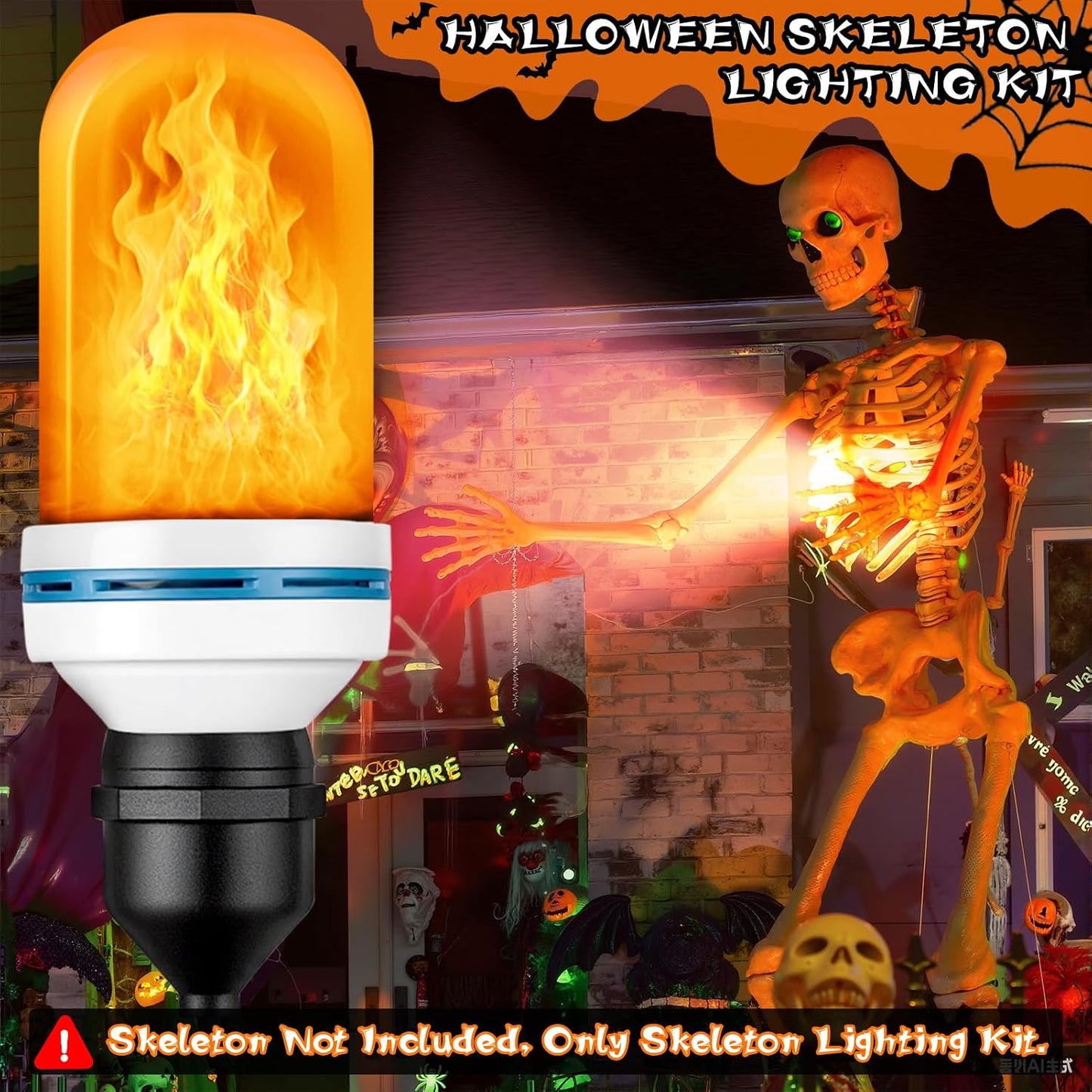 Kit luces esqueleto Halloween 19.7pies modo naranja