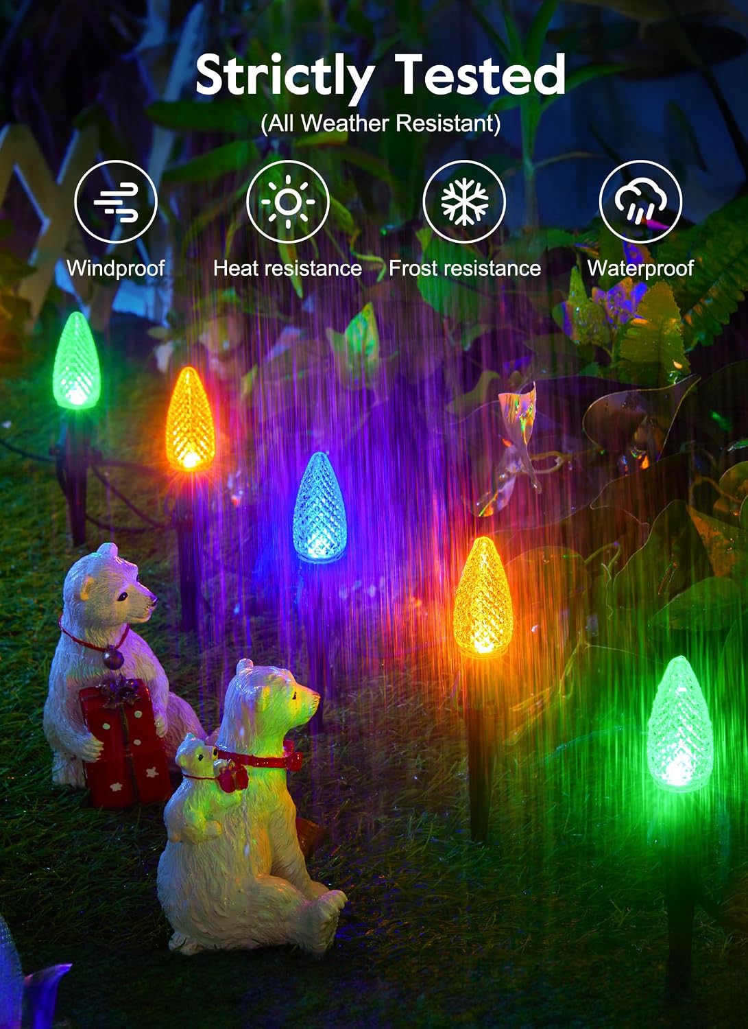 Luces Navidad C9 exterior 25.7ft fresa 20 LED multicolor