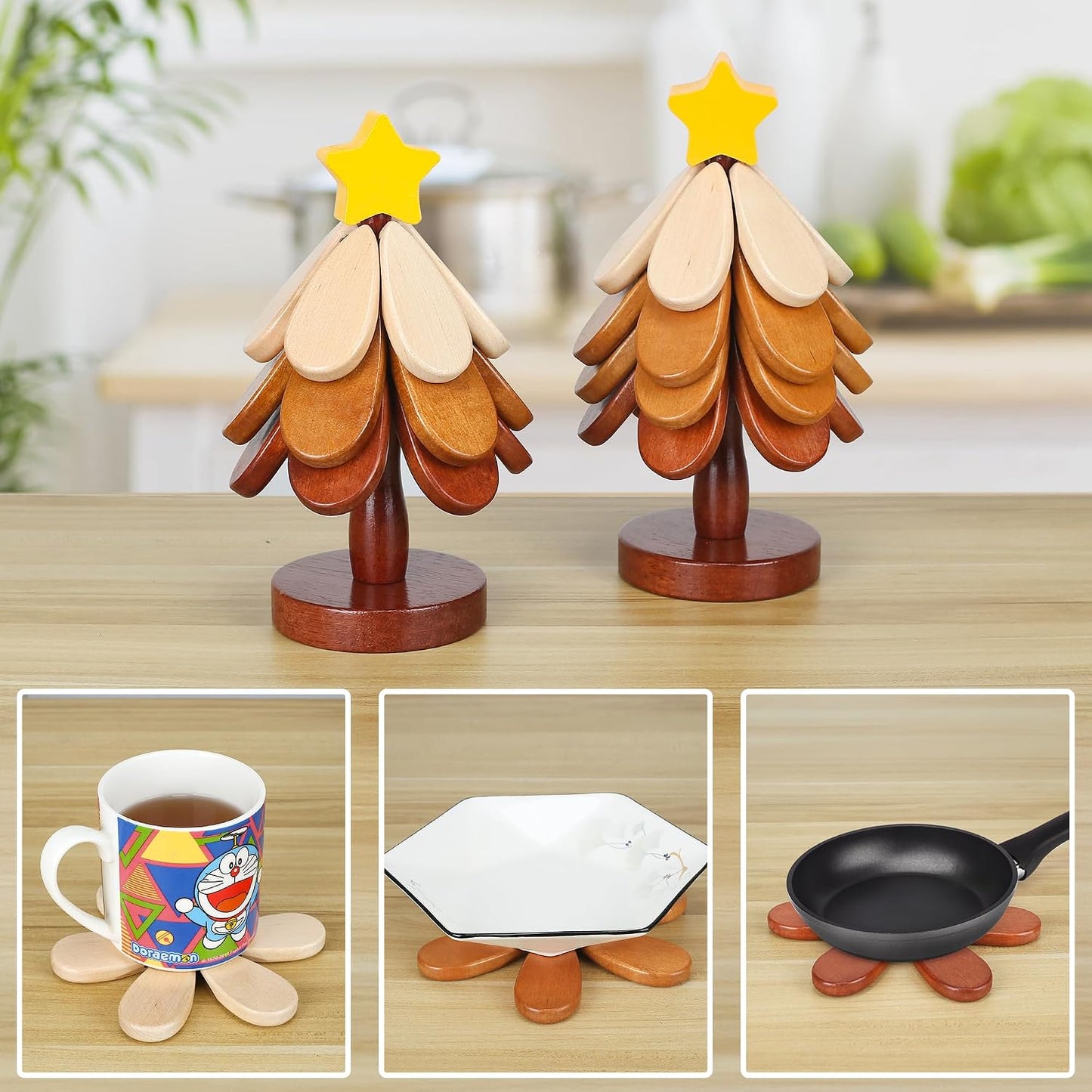 Salvamanteles madera set 4 mesa decoración