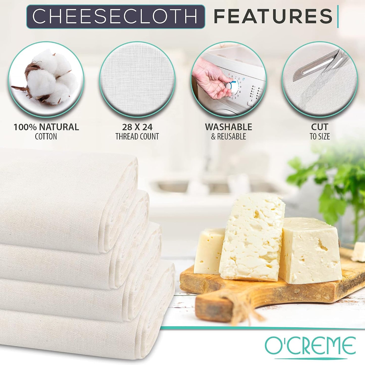 Paño queso 45ft2 100% algodón natural ultrafino