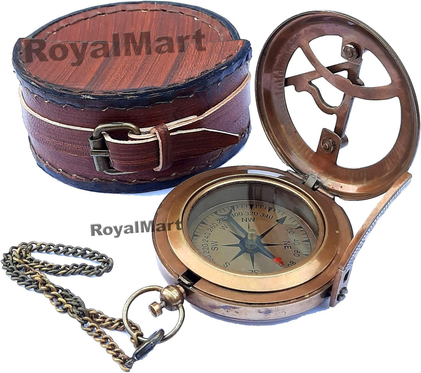 Brújula vintage de latón mecanismo abierto steampunk
