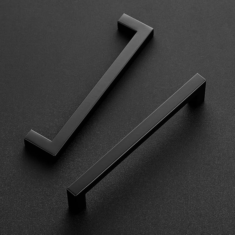 10 Manijas cuadradas cajón cocina 6.25" negro mate
