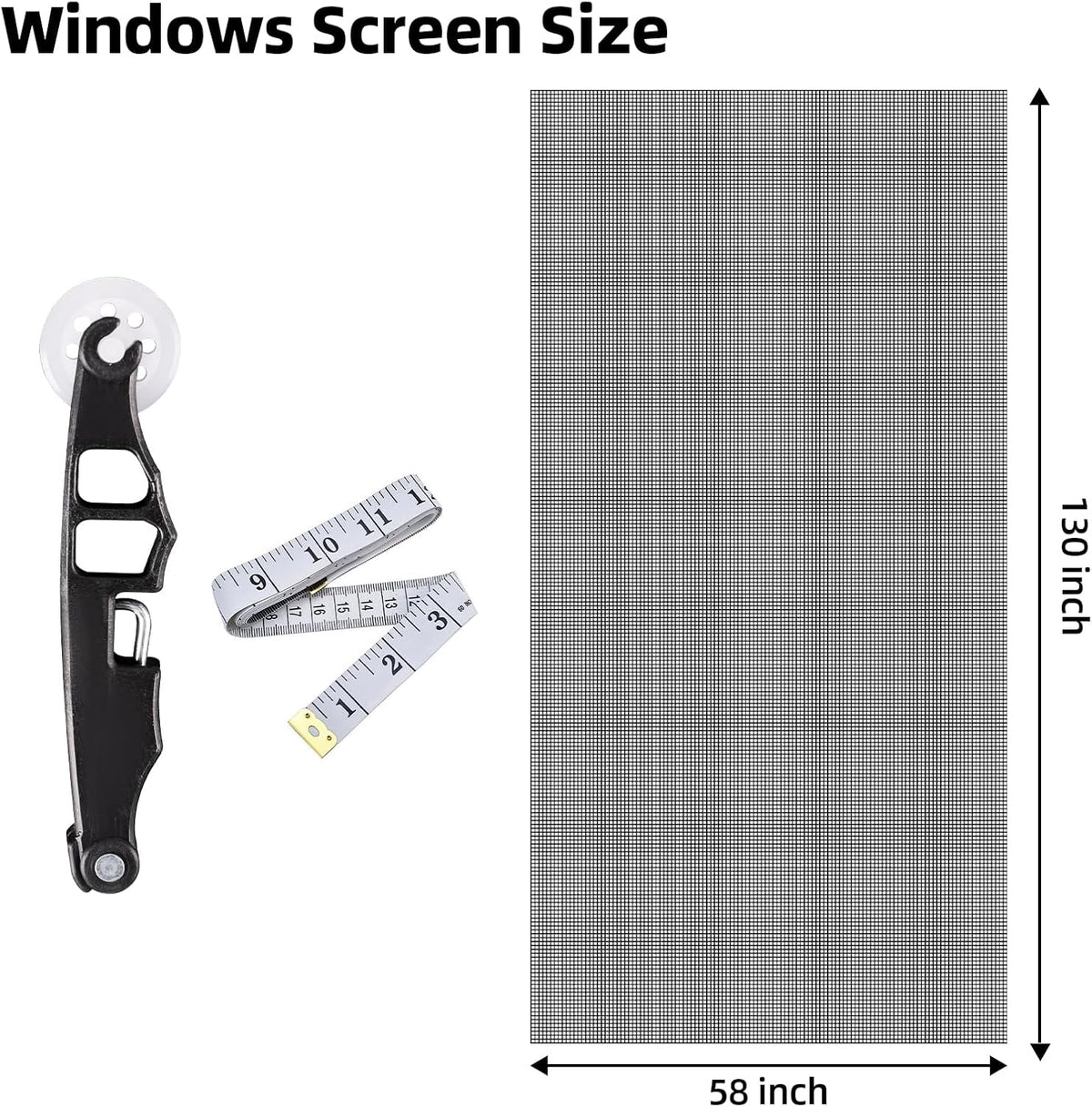 Malla ventana 58x130pulg reemplazo puerta pantalla duradera negro