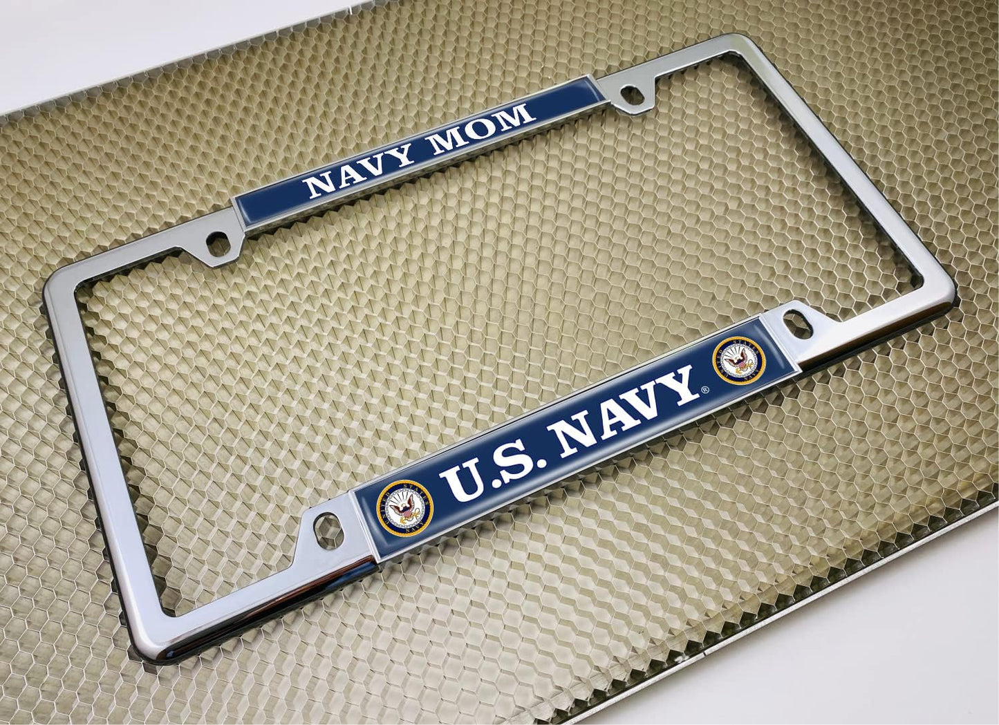 Marco matrícula coche U.S. Navy águila ancla cromo