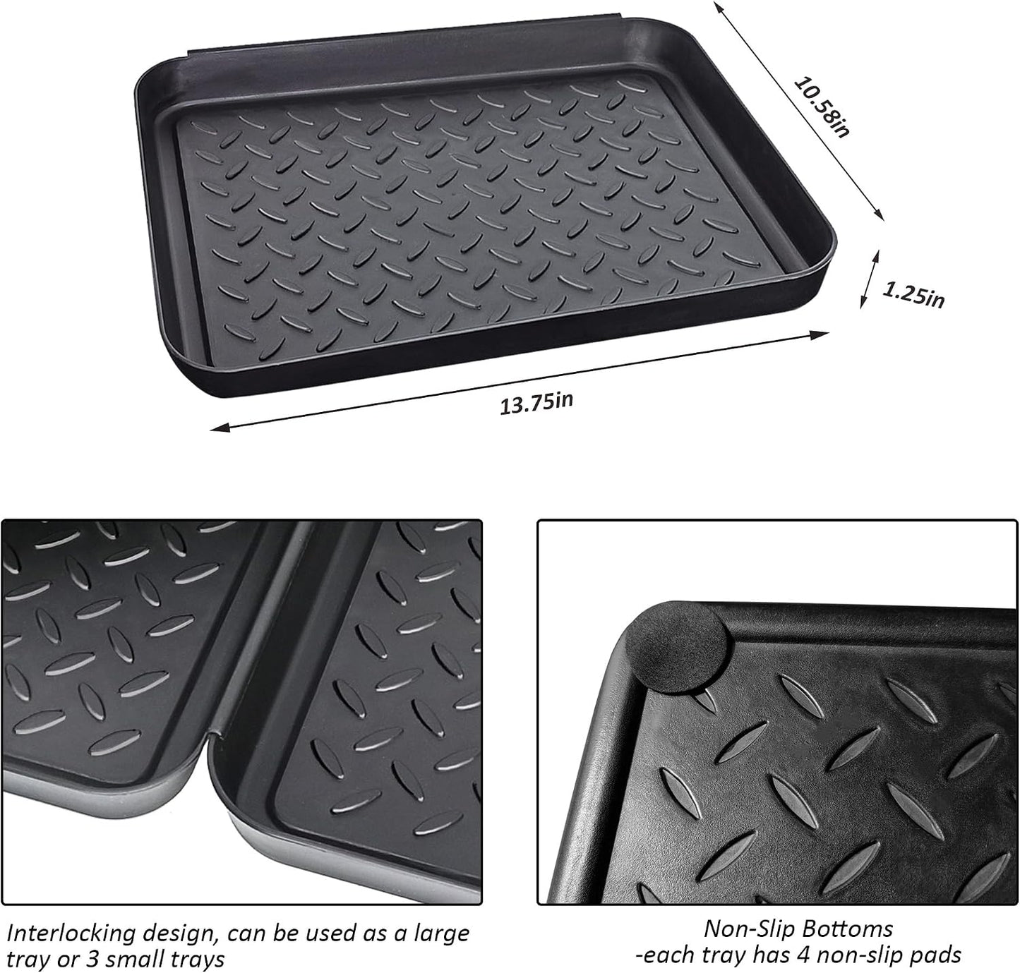 Bandeja botas plástico antiderrap 13.7x10.8" set 3