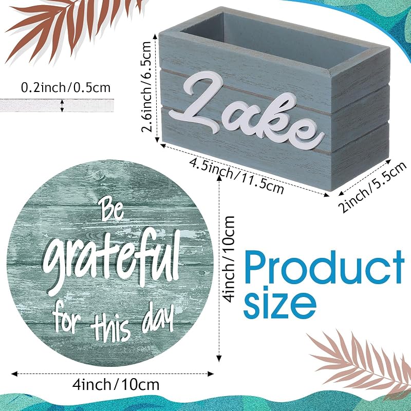 6 Pzas Posavasos Madera 4pulg Temática Lago con Soporte Bebidas