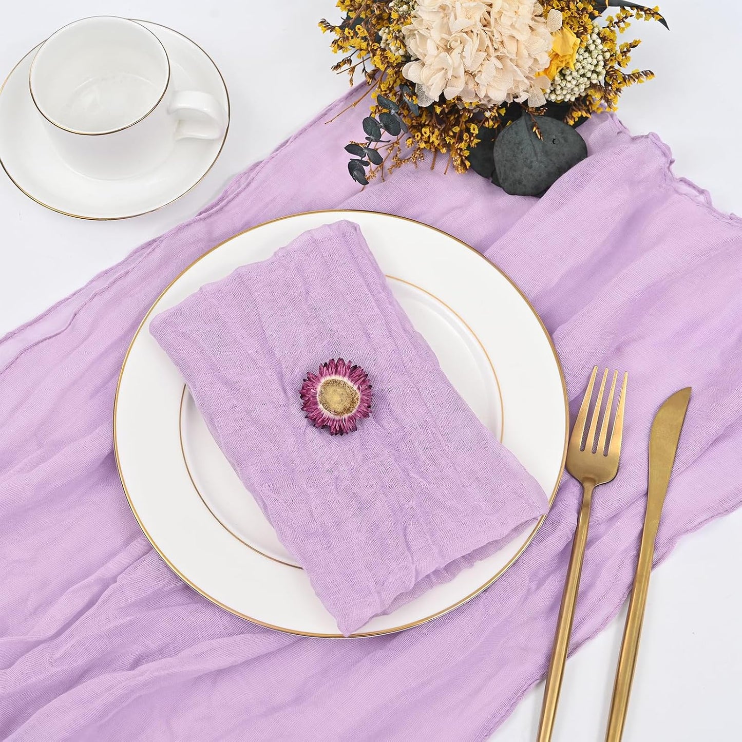 60 Servilletas Gasa Algodón Lavanda 20x20pulg