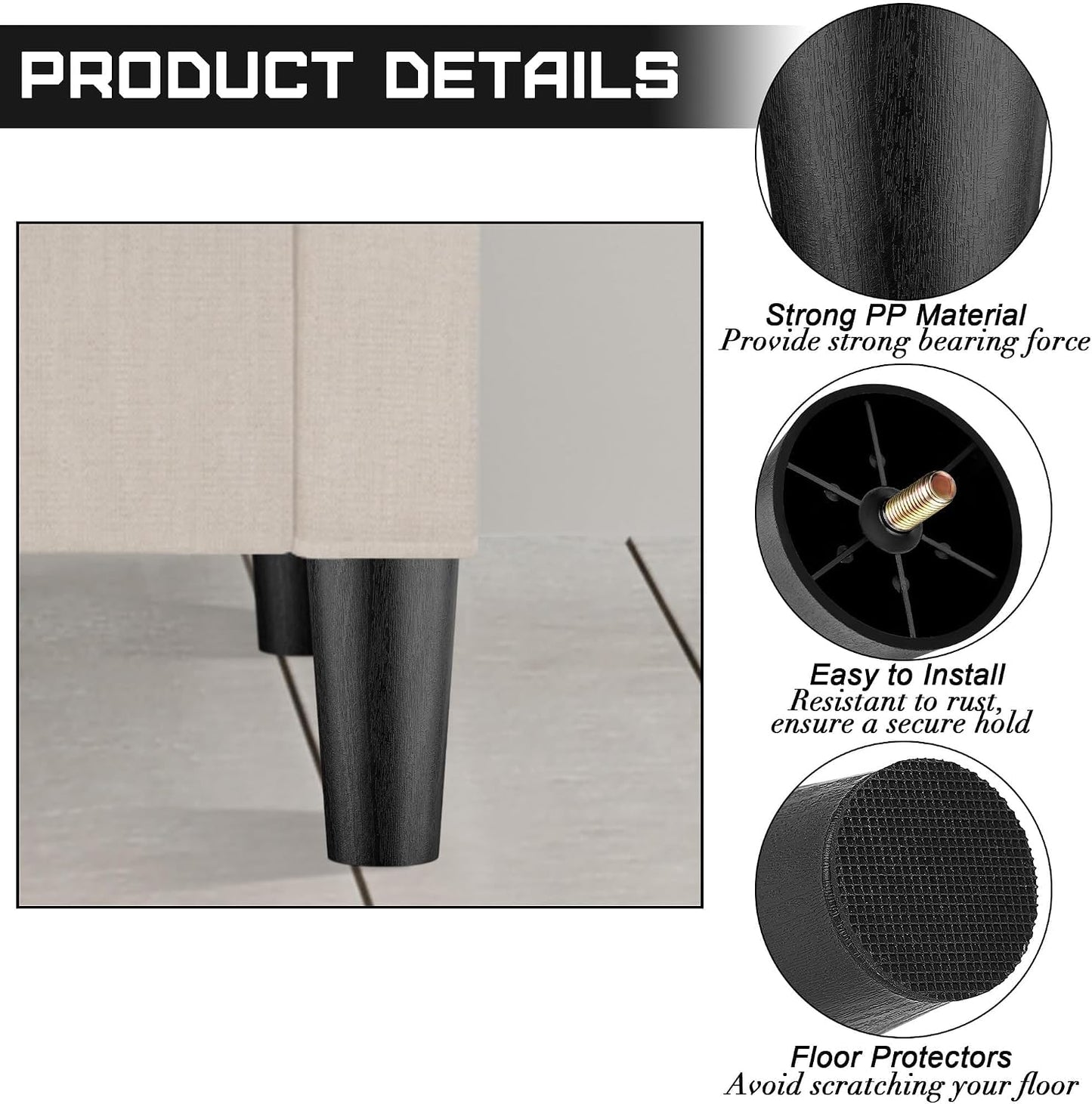 16 Pzas Patas Muebles Plástico 6pulg T M8