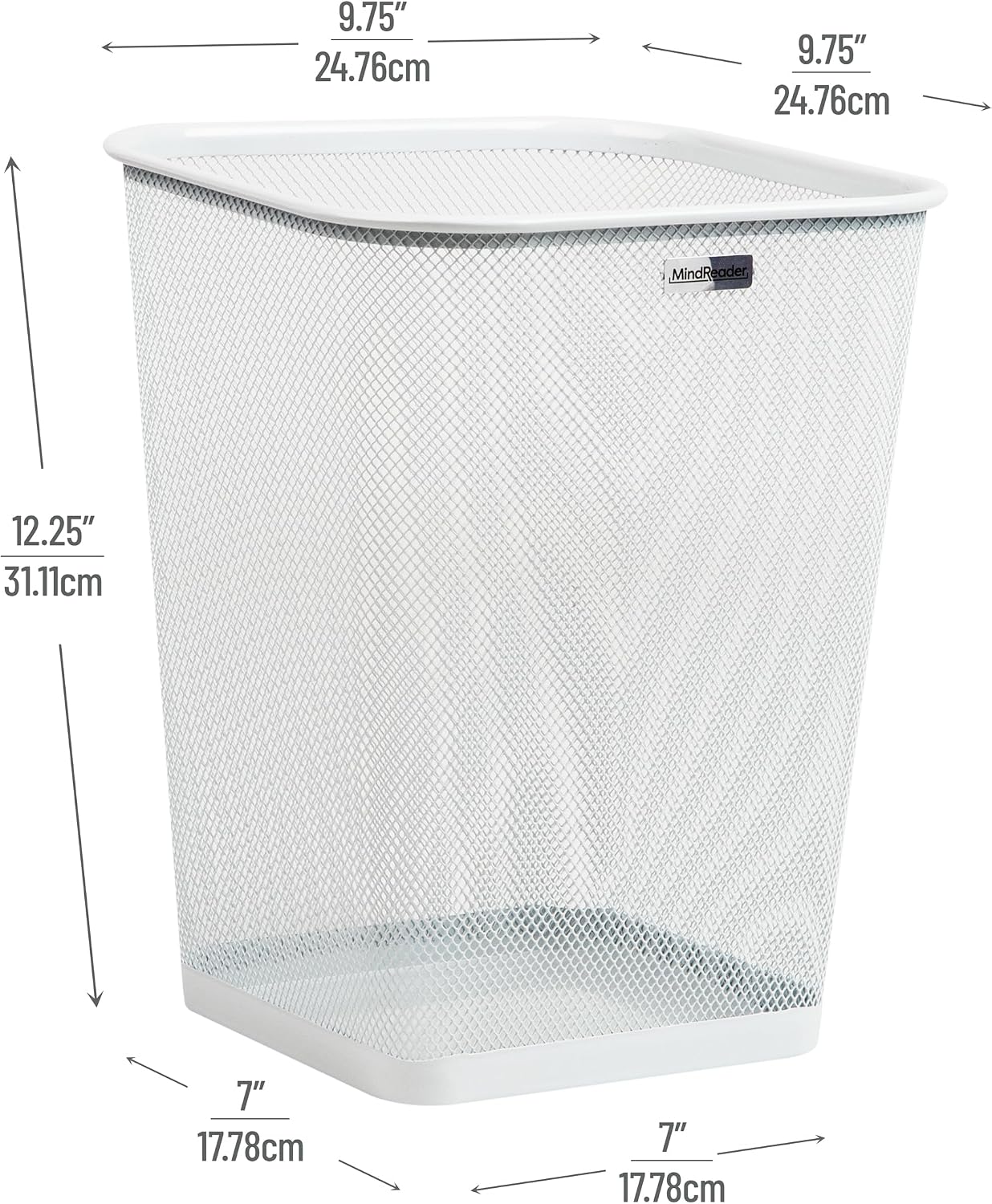 Basurero malla metálica cuadrado 5gal set 2 blanco