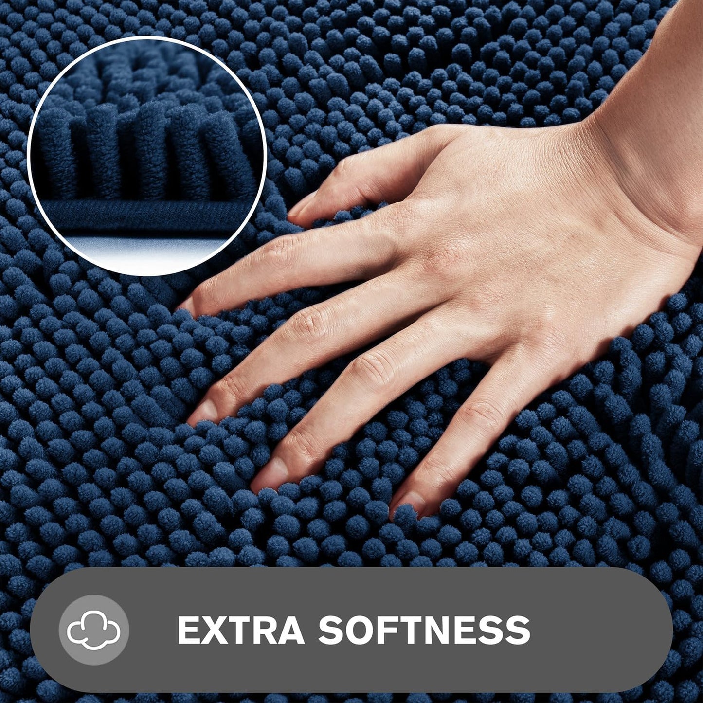 Alfombras baño azul marino antideslizantes 17x24pulg