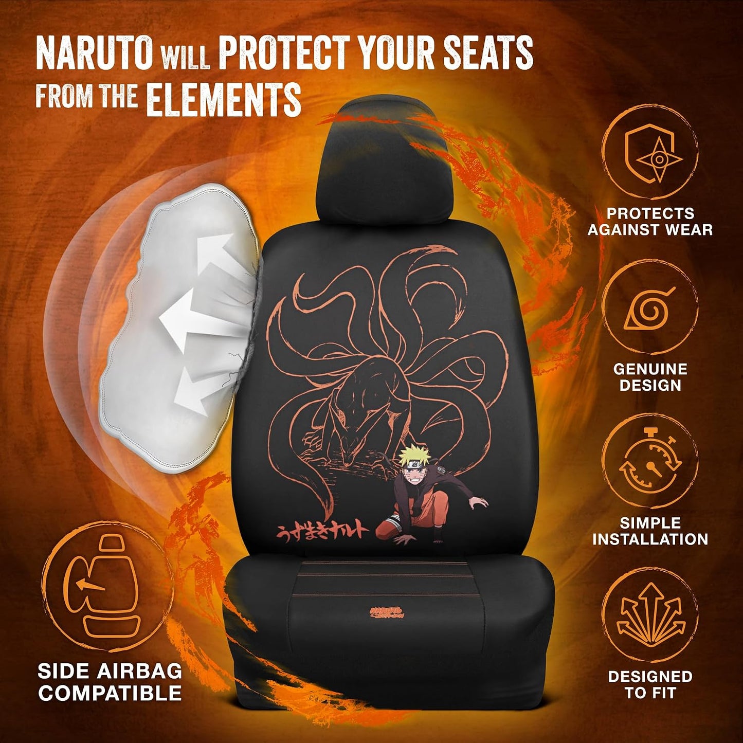 Fundas asiento delantero Naruto pack 2 semiuniversal