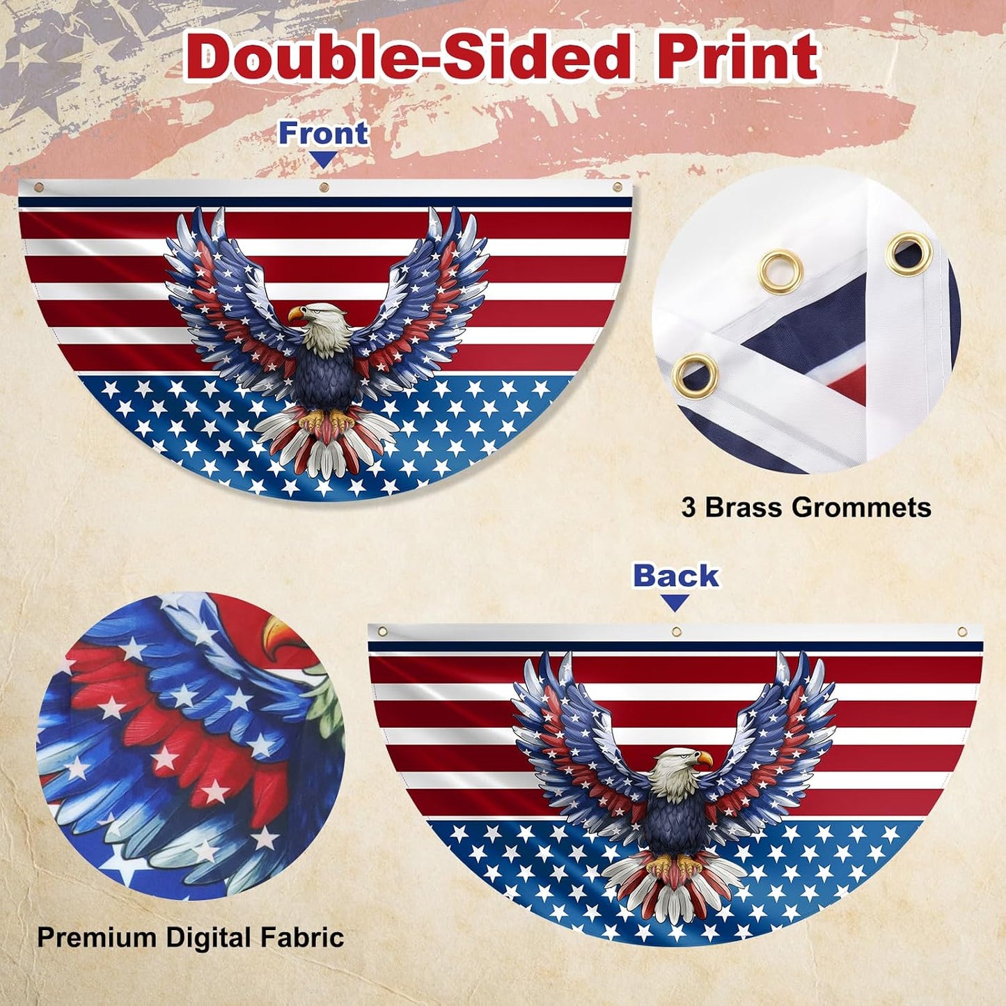 Bandera EE.UU. 2x4ft set 6 Banderines 250 aniversario