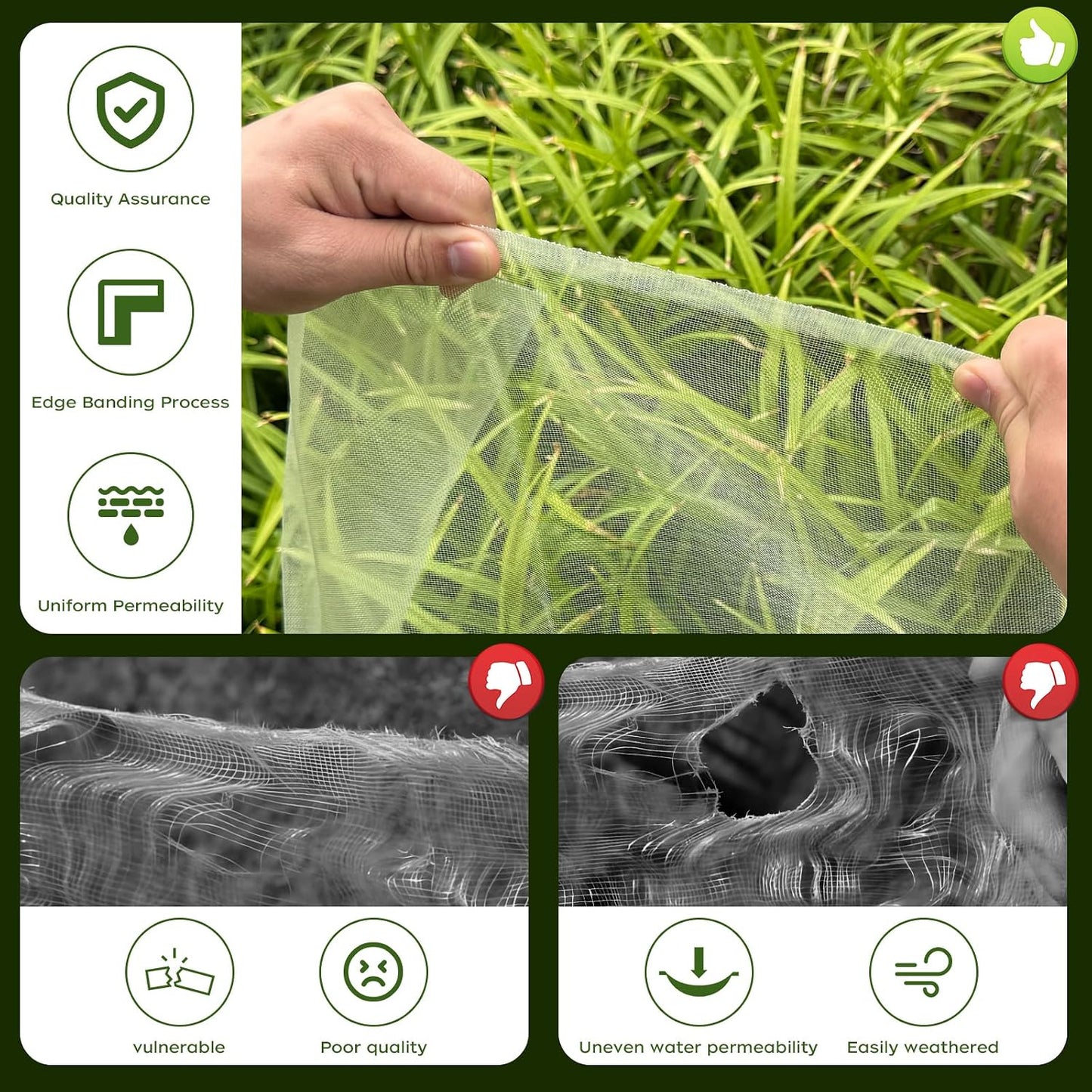 Red de jardín malla fina 4x10pulg protege plantas