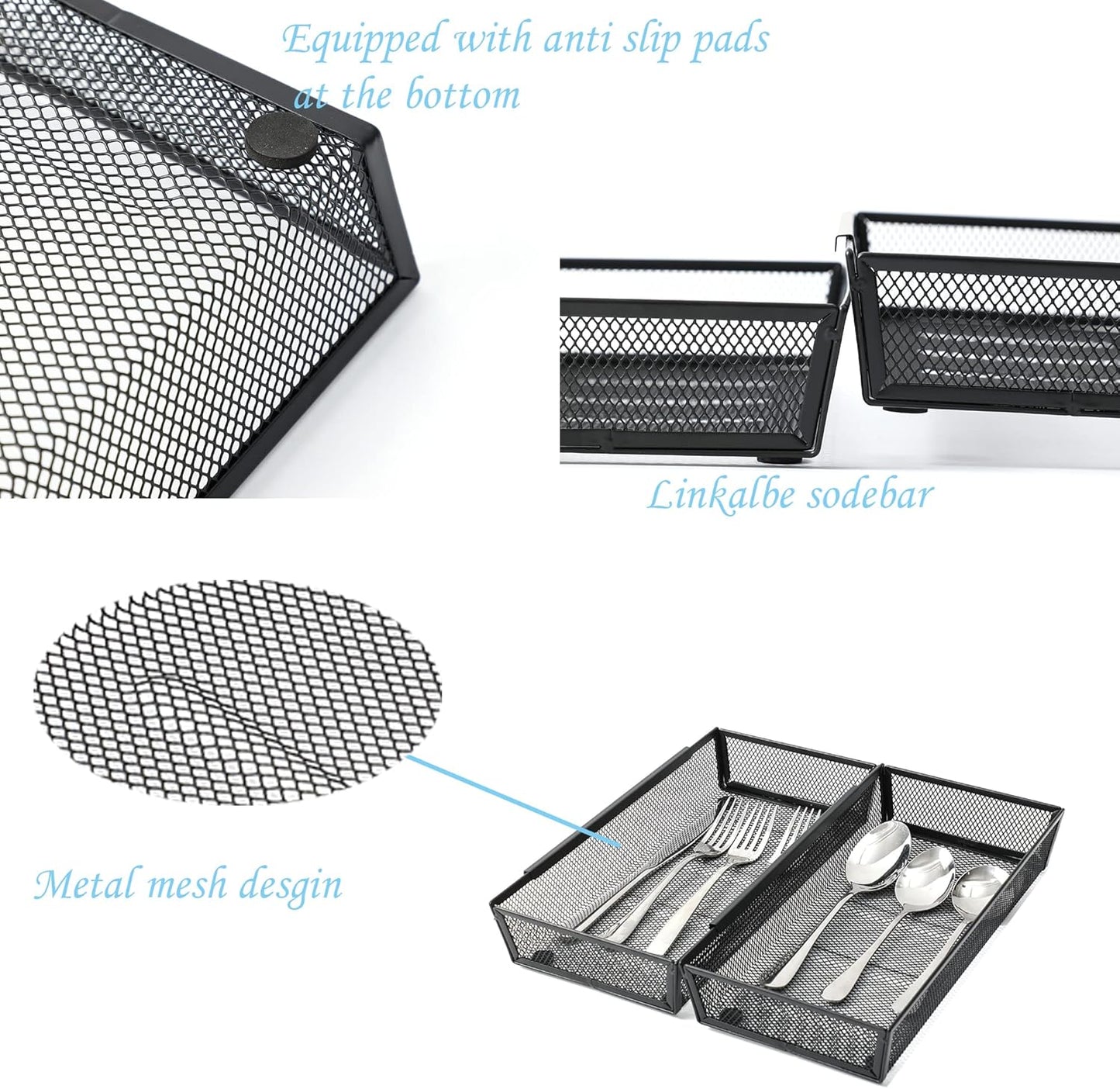 Organiz. cubiertos malla para cajón 6x12" 4 Uds