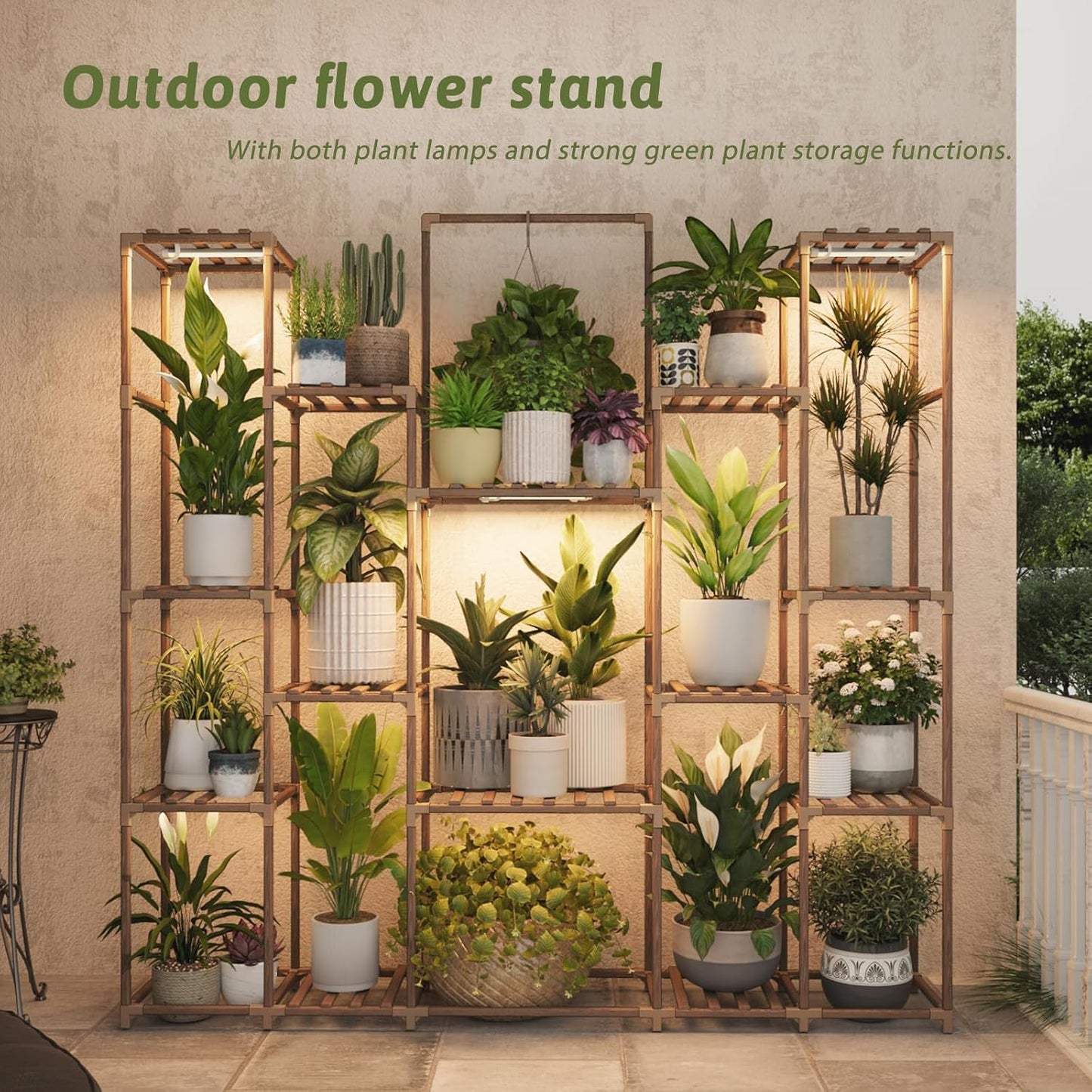 Soporte plantas con luces 17 niveles estante patio