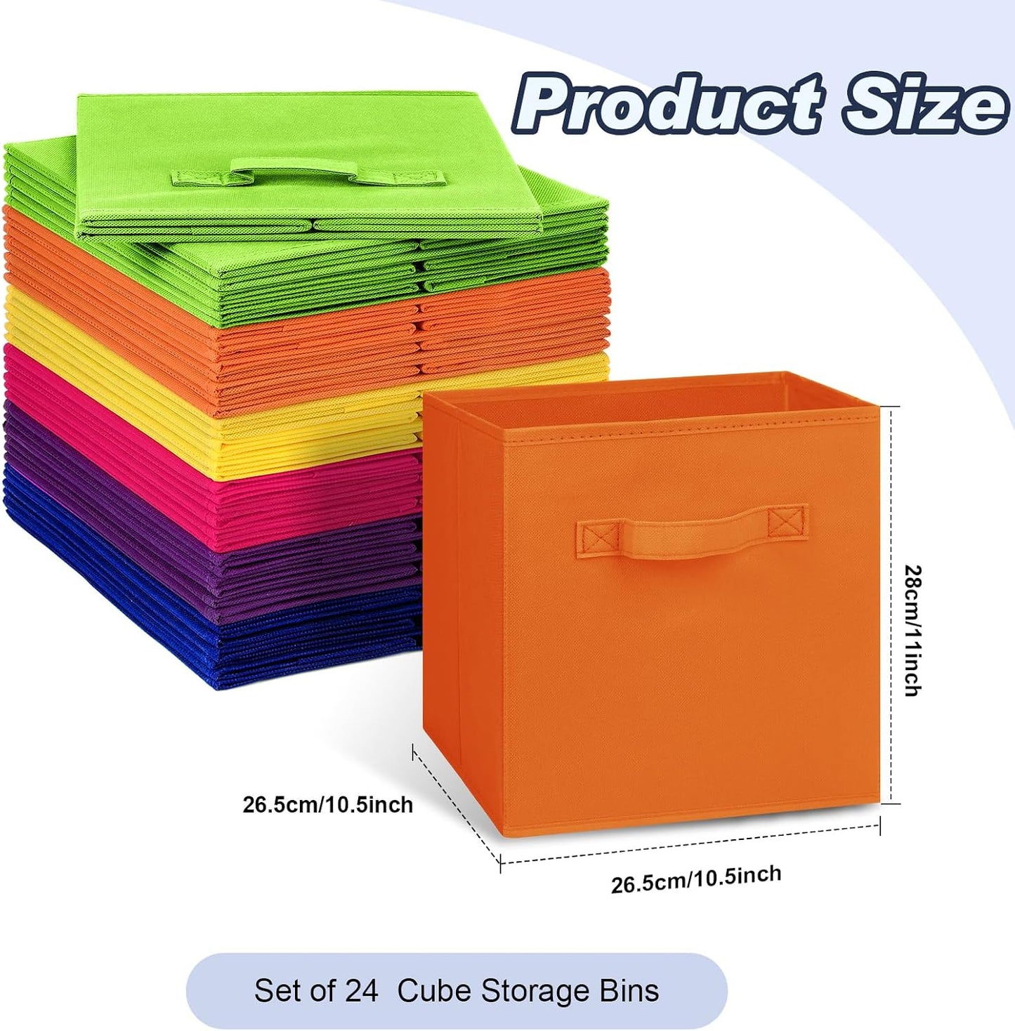 24 Cubos Almacenamiento Plegables 11" Tela Multicolor